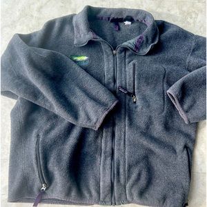 Patagonia Grey Fleece Jacket with purple trim, size XL